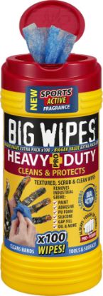 Picture of Big Wipes Heavy-Duty Pro+ (red top) tub 100 wipes