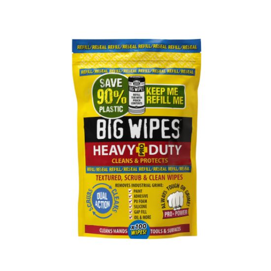 Picture of Big Wipes Heavy-Duty Pro+ (red top) refill pouch 100 wipes