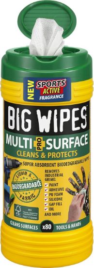 Picture of Big Wipes Multi-Surface Pro+ Bio (green top) tub 80 wipes