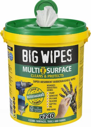 Picture of Big Wipes Multi-Surface Pro+ Bio (green top) bucket 240 wipes