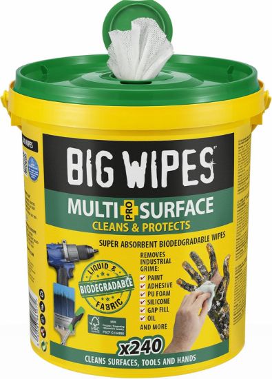 Picture of Big Wipes Multi-Surface Pro+ Bio (green top) bucket 240 wipes