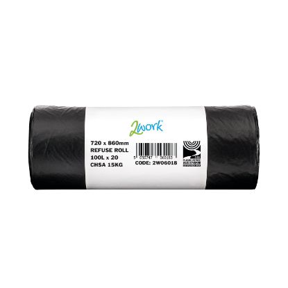 Picture of 2WORK REFUSE SACK ROLL BLACK PK10X20