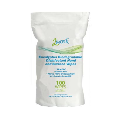 Picture of 2WORK BIODEGRAD EUCALYPT WIPES PK100