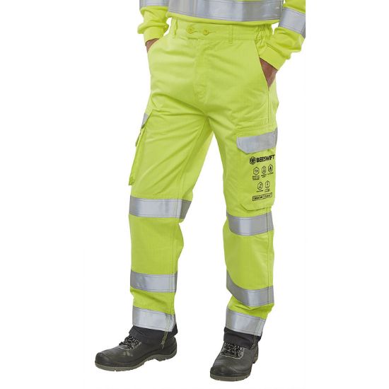 Picture of HI VIS TROUSERS SYLW/NAVY BLUE 30T