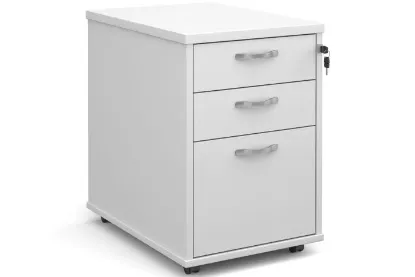 Picture of White 3 drawer 5 wheels mobile file cabinet