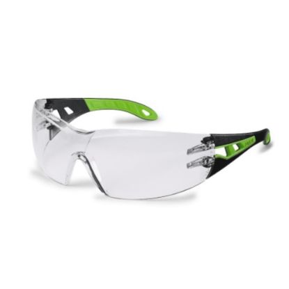 Picture of Uvex Pheos Safety Spectacle Black/Lime Frame Clear Lens Small