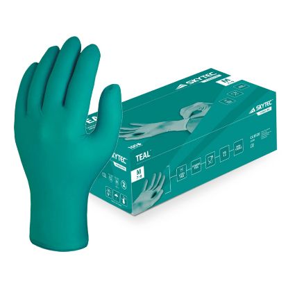 Picture of 100 Skytec Teal Nitrile Disposable Powder Free Gloves L