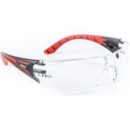 Picture of Riley Stream red safety glasses with clear lenses