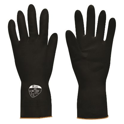 Picture of Polyco JET 52 Black Heavy Duty Rubber Gloves - Size 9.5